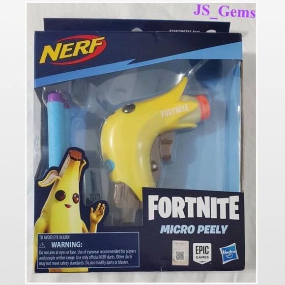 New Hasbro Toy Nerf Dart Blaster Fortnite Micro Peely Banana Kid Gun Yellow NWT - Picture 1 of 16